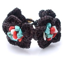 Unique Crochet Floral Blooms Mix Stones Handmade Bracelet - £7.11 GBP
