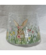 Yankee Candle Clear Crackle Jar Shade J/S Spring BUNNY WITH GLASSES flowers - $69.95 CAD