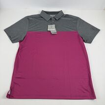 PGA TOUR Airflux Golf Polo Shirt Pink Gray Size Large Birdseye Block Print - $21.99