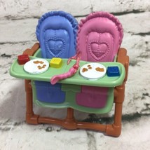 Fisher Price Loving Family Twin High Chair Blue Pink Baby Dollhouse Furn... - $11.88