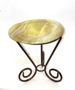 Candle Potpourri Holder YELLOW glass  wrought iron Metal Stand  5” - $366.12 MXN