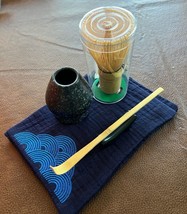 Bamboo Tea Whisk Matcha &amp; Holder, Bamboo Wooden Scoop &amp; Rest, Tea Cloth &amp; Sifter - £10.22 GBP