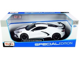 2020 Chevrolet Corvette Stingray C8 Coupe with High Wing White with Black Stripe - $2,234.00 MXN