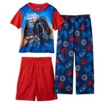 Boys Pajamas 3 Pc Star Wars Short Sleeve Shirt Shorts Pants Summer-sz 8 - £13.20 GBP
