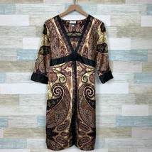 YASB A Pea In The Pod Kaftan Dress Brown Beige Paisley Womens Maternity Medium - $24.74