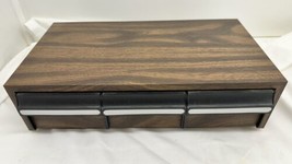 Vintage Faux Wood 30 Cassette Tape Holder 3 Drawer Storage Case - $19.75