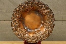 Vintage Metal Coppercraft Guild Solid Copper Repousse Floral Console Bowl 11&quot; - £35.60 GBP