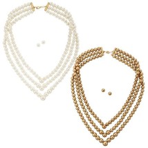 AVON NORTH STAR TRIPLE LAYER PEARLESQUE (CHOCOLATE SET ONLY) NECKLACE &amp; ... - $21.32