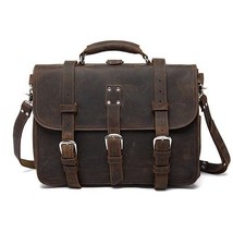 Crazy Horse Man Briefcase Genuine Leather Men Laptop Messenger Bags - £285.74 GBP