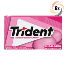 6x Packs Trident Bubblegum Flavor Sugar Free Chewing Gum | 14 Sticks Per... - £12.40 GBP