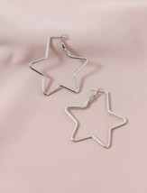 Star Silver Earrings Celestial Minimal Geometric Large Hoop New - £10.17 GBP