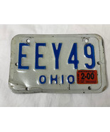 Ohio Motorcycle License Plate EEY49 White Blue (sticker 2000) - $9.90