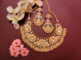 VeroniQ Trends-South Indian Bridal Necklace Peacock Motif in Handmade Kundan  - £378.32 GBP