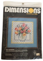 Dimensions Counted Cross Stitch Kit Tulip Bouquet Vase Flowers Spring Ne... - £6.26 GBP