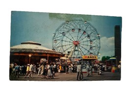 NEW YORK CONEY ISLAND WONDER WHEEL &amp; WARDS KIDDIE PARK PUBLISHED CIRCA 1955 - $107.30 MXN