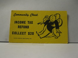 1985 Monopoly Board Game Piece: Income tax Refund Community Chest Card - £0.59 GBP