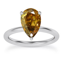 Diamond Wedding Ring Pear Shape Brown Color Treated 14K White Gold VS2 1 Carat - £1,236.98 GBP