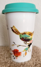 Lenox Porcelain CHIRP Travel Mug With Silicone Lid BIRD THEME - $14.95
