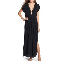 Elan Women&#39;s Deep V-Neck Cover-Up Maxi Dress Black Size Small B4HP - £27.49 GBP