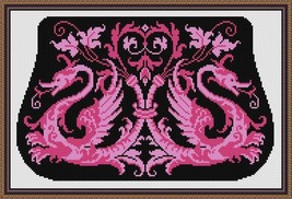 Antique Bag 2 Dragons Counted Cross Stitch Pattern PDF  - $4.50