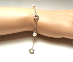 Vintage Tiffany &amp;Co Akoya Pearls Cushion Toggle Silver Bracelet 7&quot; Rare - $8,774.82 MXN