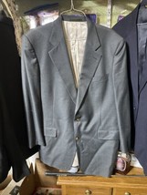 VTG Mr. Sid 44R Wool Charcoal Grey Double Breasted Blazer Suit Jacket - £36.57 GBP