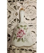 Vintage 1960s Porcelains Bell With Rose Motifs with Gold Tip &amp; Edge Trim - $9.80