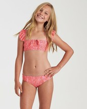 Billabong Big Girls&#39; 2 Bella Sol Ruffle Flutter Reversible Bikini Set (Sz 7, 8) - £35.39 GBP