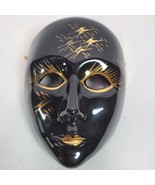 Vintage 1990s Chinese Asian Black Gold Mask Clay ART Ceramic 8x6&quot; Unbranded - £16.54 GBP