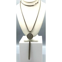 Vintage NY Glizty Tassel New York Pendant Necklace, Silver Tone Snake Chain - £45.85 GBP
