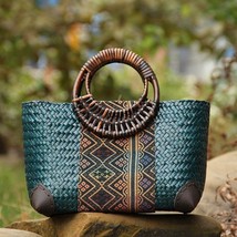 New style straw bag woven female bag Thailand rattan bag straw woven bag leisure - £43.37 GBP