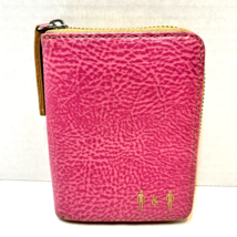 Vintage Womens Pink Pebbled Leather Zip Around Credit Card ID Cash Wallet 5 x 4&quot; - £12.24 GBP