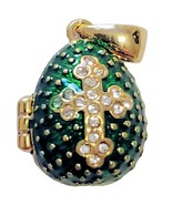 Russian Handmade Faux Pendant, Geen w/gem cross, gem star, opens to Ange... - $46.99 CAD