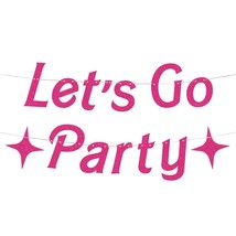 Let&#39;S Go Party Pink Glitter Banner, 5 Ft. | Bachelorette Party Decorations, Pink - £16.63 GBP