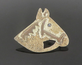 925 Sterling Silver - Vintage Sapphire Eye Horse&#39;s Head Brooch Pin - BP7554 - £45.75 GBP