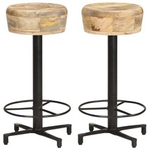 Bar Stool Set of 2 Natural Wood and Black - $176.49