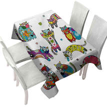 Multi Colored Oriental Patterns Cats Tablecloth - $51.95 CAD+
