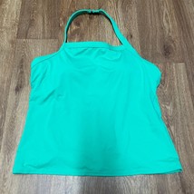 Lands End Womens Solid Green Halter Tankini Swim Top Size 12 Large Molded Cups - £20.99 GBP