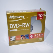 Memorex 10 Pack DVD+RW 4X 4.7 GB 120 min Blank Media Storage Slim Cases Sealed - £10.35 GBP