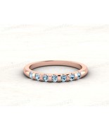 Aquamarine Gemstone Half Eternity Women Band Ring, 925 Sterling Silver Jewelry - $71.30 CAD