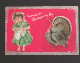 Good Wishes for Thanksgiving Day Turkey Embossed 1915 Antique Series #6 Postcard - $4.99