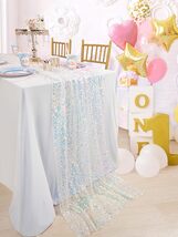 Sequin Iridescent Table Runner 25 x 120 Inches White New - $12.95