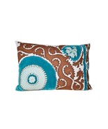 Devi Designs Lumbar Throw Pillow Embroidered Beaded 18&quot;x12&quot; Beautiful - $827.80 MXN
