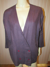 Diane Von Furstenberg Long Sleeve 100% Linen Double Breast Jacket Purple Euc Vtg - £40.05 GBP