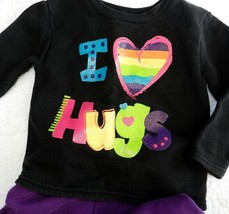 2 pcs Garanimals Sweatshirt Pants Size 24 Mo Black Purple I Love Hugs Embroidery - £9.48 GBP