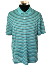 Van Heusen Studio Polo  Shirt Mens Size Large Jade Green Striped Activewear - £9.49 GBP