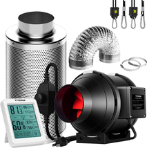  4 Inch Carbon Filter and 8 Feet of Ducting, Temperature Humidity Monitor for Gr - £180.92 GBP