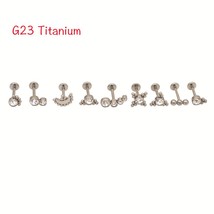 10pcs Fashion Crystal Gem Labret Ring G23 Titanium Internally Threaded Tragus He - £39.59 GBP