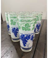 Vintage Hazel Atlas Highball Glasses - Purple Grapes and Green Leaves - ... - $40.60 CAD