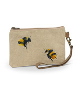 Bee Zip Pouch and Leather Carrying Strap 8&quot; Long Flax Color Zipper Closu... - £17.90 GBP
